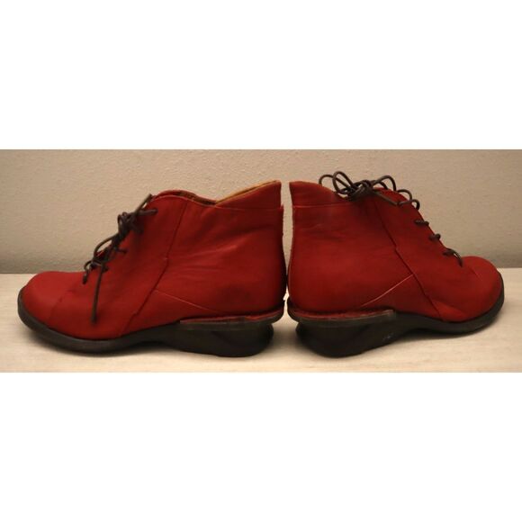 Sergio Tomani Women's Sz 37 US 6.5-7 Red Leather Lucy Lace-Up Booties - Picture 9 of 12